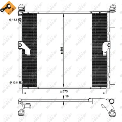 Imagen de NRF EASY FIT 350335 Condensador con secador, junta anular 15,5 10,1 Aluminio 575 TOYOTA: Land Cruiser Prado 150