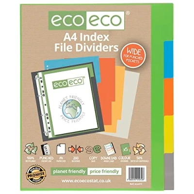 Imagen de eco eco072 A4 50% Reciclada Set 5 Divisores de Archivos Índice Ancho