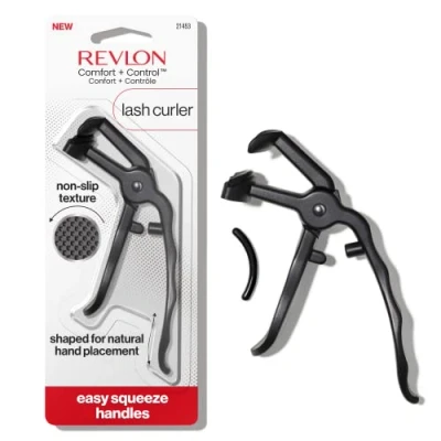 Imagen de Revlon, Rizador de Pestañas Comfort and Control, Fácil Usar con Almacenamiento para Almohadillas Recambio