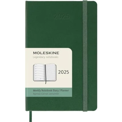 Imagen de Moleskine Weekly Planner, Agenda Semanal con Espacio Para Notas 12 Meses 2025, Tapa Dura y Cierre Elástico, Color Verde Mirto, Formato Bolsillo 9x14 cm