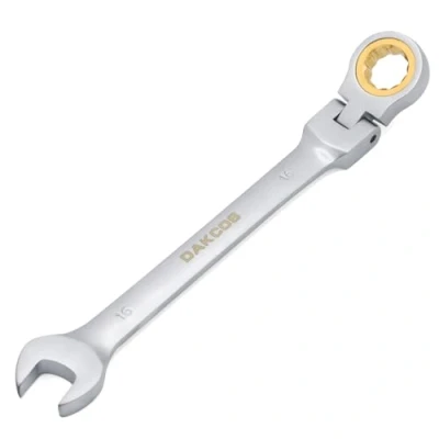 Imagen de DAKCOS Llave fija con carraca 16mm de trinquete articulada combinada cabeza flexible 180 Grados, Cr V