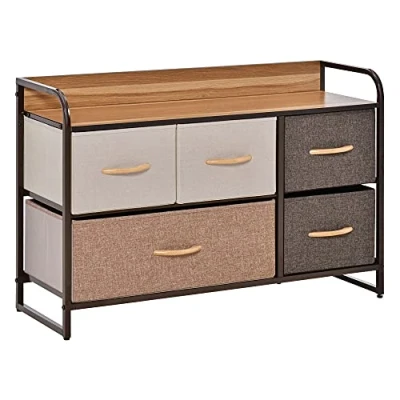 Imagen de HOMCOM Mueble Organizador Cajonera de Tela con Cajones Plegable y Marco Metálico Antivuelco para Salón Recibidor Dormitorio 87,5x29x58 cm Multicolor