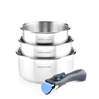 Imagen de ARTHUR MARTIN Set 3 casseroles 16/18/20 cm + 1 poignée gris