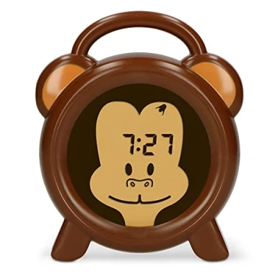 Imagen de Alecto BC100MONKEY Despertador Infantil para mesita de Noche Ayuda a los niños Tener una sensación Tiempo y luz Nocturna estimula quedarse en la Cama Marrón