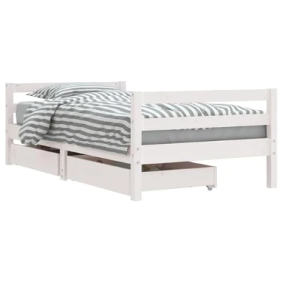 Imagen de vidaXL Estructura Cama Infantil y cajones Madera Pino Blanco 80x160 cm