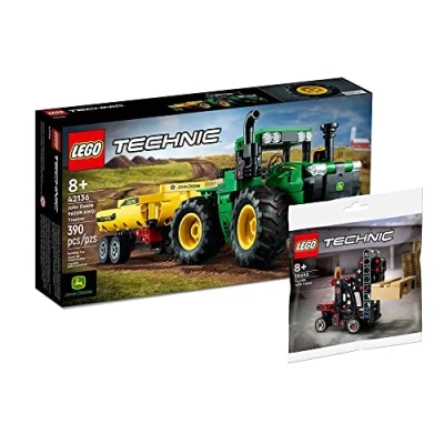 Imagen de Lego Technic Set: John Deere 9620R 4WD Tractor (42136) + Gapel Stacker (30655), juego de juguetes construcción para niños a partir 8 años