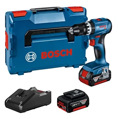 Imagen de Bosch Professional 18V System GSB 45 Taladro percutor a batería (Brushless, Nm, 1900 rpm, 2 baterías x 3.0 Ah, en L BOXX)