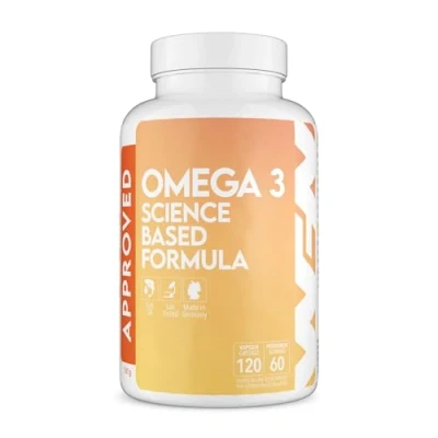 Imagen de WFN Approved Omega 3 2000mg 120 Cápsulas Alta dosis de aceite pescado Premium Fish Oil 1500 mg EPA DHA por porción Fabricado en Alemania Probado laboratorio externo