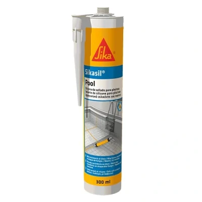 Imagen de Sikasil Pool, Blanco, Sellador de Silicona neutra para juntas en piscinas, Alta resistencia al cloro y antifungicida, 300ml