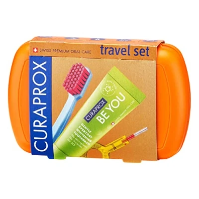 Imagen de Curaprox Be You Travel Set Arancione Spazzolino + Dentifricio 2 Scovolini