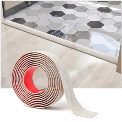 Imagen de Art3d tira de transición suelo vinilo autoadhesiva, laminada, divisora plana para unir huecos suelo, umbral alfombra, 1.57 pulgadas, blanco lavado)