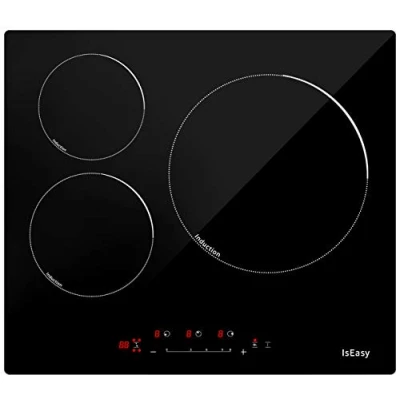 Imagen de Placa de Inducción 3 Zonas, 9 Niveles Potencia, Cocción Eléctrica (6400 W, Fuegos, 60 cm, Empotrada, Control Táctil, Temporizador 99 Minutos, Cristal Cerámic）