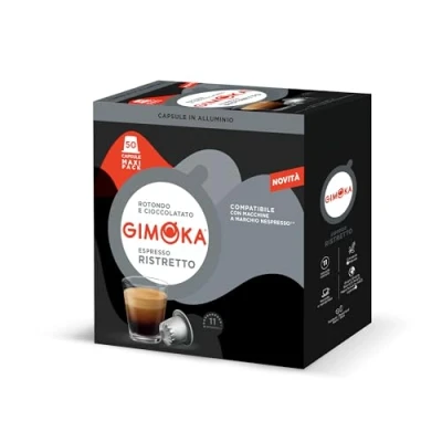 Imagen de Gimoka Mezcla de Café Espresso Ristretto, intensidad 11/13 50 Cápsulas Aluminio Compatibles con Máquinas Nespresso* para uso doméstico Producido en Italia