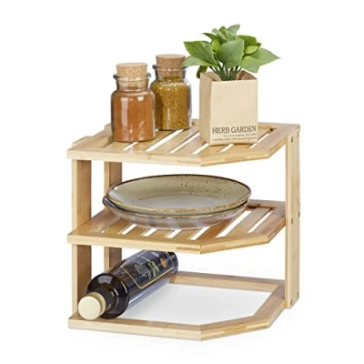 Imagen de Relaxdays Estante Armario Cocina, Repisa para Encimera y Mueble de Despensa, Bambú, 24 x 27 25,5 cm, Natural