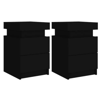 Imagen de vidaXL Mesitas de Noche con Luces LED 2 Unidades Negro 35x39x55 cm
