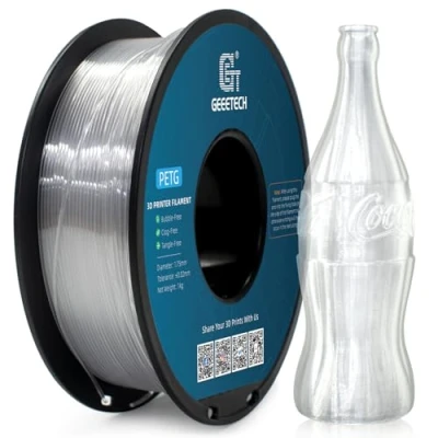 Imagen de GEEETECH filamento PETG de 1,75 mm, transparente para impresora 3D, bobina 1 kg, transparente, precisión dimensional +/ 0,02 mm