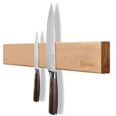 Imagen de KEEMAKE Soporte magnético para cuchillos de pared, 41 cm, madera acacia, potente imán neodimio colgar cocina y herramientas magnéticas