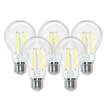 Imagen de Aigostar Bombilla LED Vintage E27 de 6W equivalente a 58W, Luz fría 6500K, 780 Lúmenes, filamento decorativa A60 estilo Edison, No regulable, 5 unidades