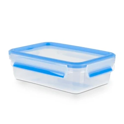 Imagen de Emsa Clip &amp; Close Conservador Hermético de Plástico Rectangular 0,8 L, Transparente y Azul