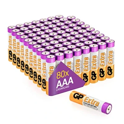 Imagen de Pilas AAA Juego de 80 GP Extra alcalinas 1,5 V/LR03 Larga duración
