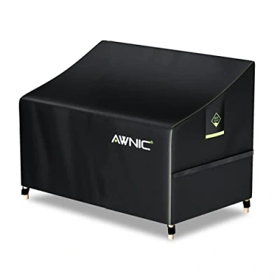 Imagen de AWNIC Funda para Banco de Jardín 2 Plazas 134cm Patio Impermeable Resistente UV con enganches y Cordones 420D Poliéster 134x70x60/88cm