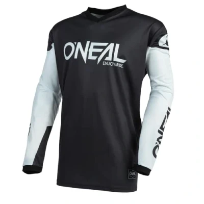 Imagen de O&#039;Neal Maillot de Motocross Enduro MX Tejido Transpirable, protección Acolchada para los Codos, máxima Libertad Movimiento Element Threat Adultos Blanco Negro Talla L