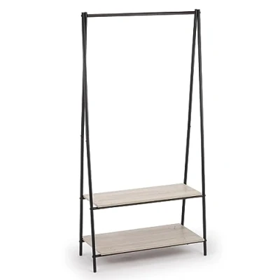 Imagen de VINTHERA MOA Perchero con 2 Baldas en Acero y Madera, 80x40x160 cm