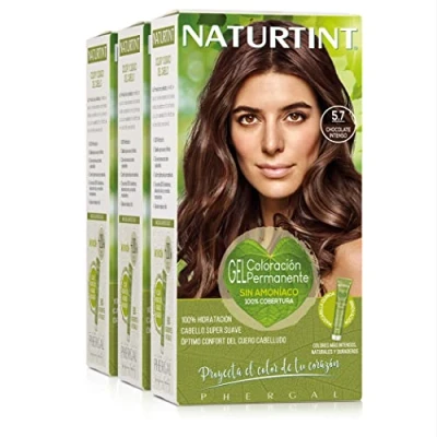 Imagen de Naturtint Biobased Coloración sin amoniaco 100% cobertura de canas Ingredientes vegetales Color natural y duradero 5.7 Chocolate Intenso Pack 3