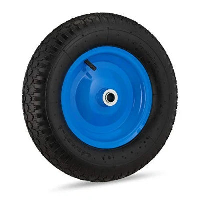 Imagen de 2x Ruedas Carretilla 4.80 4.00 8, Eje, 2PR, Neumática, Recambio Carrito, hasta 120 kg, Llanta Acero, Negro y Azul