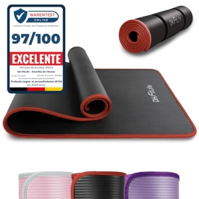 Imagen de DH FitLife esterilla de entrenamiento, deportiva, 183 x 61 1 cm, gimnasia extra resistente, yoga antideslizante y gruesa, alfombrilla entrenamiento (violeta)