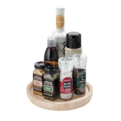 Imagen de iDesign The Home Edit Series, Lazy Susan con borde elevado, madera, natural