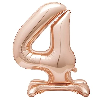 Imagen de Unique 59594 Globo Gigante Número 4 de Pie 76 Cm Color Oro Rosa