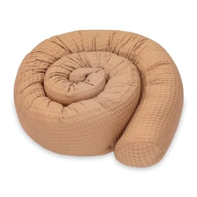 Imagen de Totsy Baby Almohada para Dormir de Lado Algodón 300 cm Gofre cojin Cervical Enrollable Lavable Cojines Grandes el Cuerpo Marrón