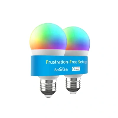 Imagen de Broadlink Bombillas inteligentes de configuración fácil (FFS), solo funcionan con Alexa, BLE Mesh, led A60 E27 cambio color, 9 W, 800 lm, 2 unidades, clase energética F