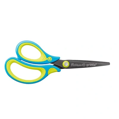 Imagen de Pelikan Mangfix 00820592 Tijeras escolares puntiagudas para zurdos, color azul neón