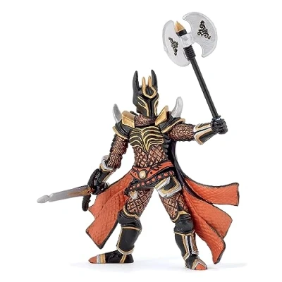 Imagen de Papo Chevalier 38959 Figura de Guerrero con Hacha Triple, Color Negro Rojo (38959)