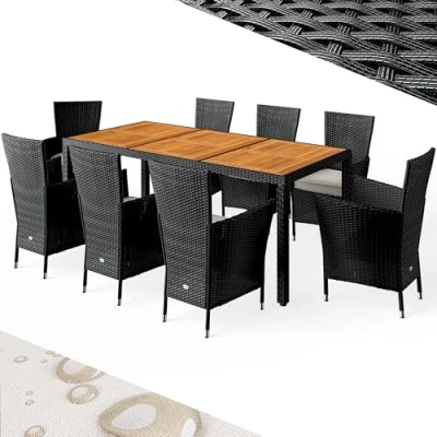 Imagen de Grupo de asientos jardín poliratán Verona 9 piezas negro