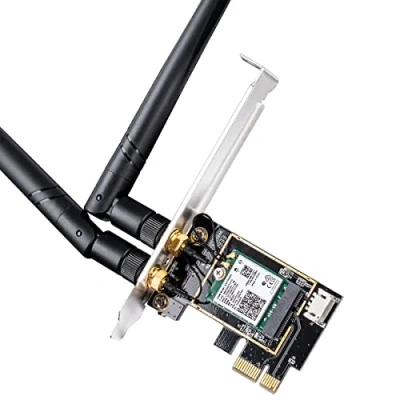 Imagen de Cudy AX5400 6E Adaptador PCIe, Tarjeta WiFi pc, 2402Mbps + 574Mbps, 802.11ax/AC/a/b/g/n, Bluetooth 5.0/4.2/4.0, Windows 10 (64 bit) Solo