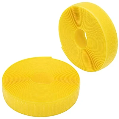 Imagen de AERZETIX C65938 Cinta/rollo de scratch 25mm 5 metros auto agarre organizador/sujetacables tira enganche bolsa prenda correa color: amarillo limón en poliamida y poliéster