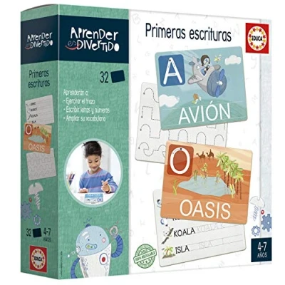 Imagen de Educa, Aprender es Divertido, Primeras Escrituras, Juego Educativo para niños a Partir de 4 años Donde aprenderán practivando el Trazo escribiendo cenefas, Letras y Palabras, (18700)