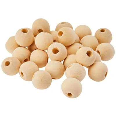 Imagen de Artemio Juego de 30 Abalorios (20 mm, Madera), Color Beige