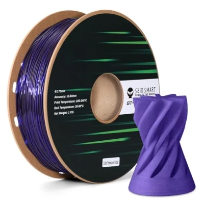 Imagen de SainSmart filamento de TPU 1,75 mm, GT 3 transparente, morado, flexible para impresora 3D impresión alta velocidad 500 mm/s, resistente a los rayos UV, bobina 1 kg