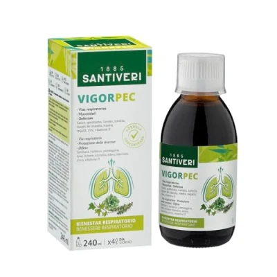 Imagen de SANTIVERI Vigor Pec, Complemento Alimenticio a Base de Extractos Plantas, que Contribuyen la Salud Respiratoria, Eliminar Mucosidad y Apoyar las Defensas 240 ml