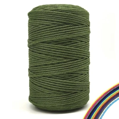 Imagen de FORBELL hilo de macramé, 3 mm x 300 m, algodón premium, manualidades (verde militar)