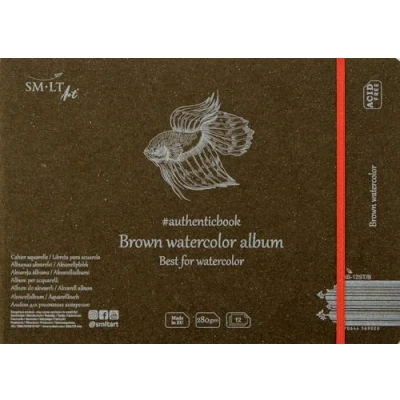 Imagen de SMLT 5AB 12ST/B Authentic line Bloc de acuarela cosido, 245 x 176 mm, papel marrón 280 g/m², 12 hojas