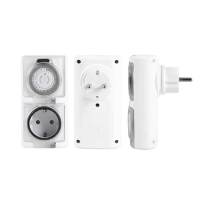 Imagen de Rasmacor Reloj Temporizador IP44 Programador Analógico para Uso Exterior Enchufe programable 24 Horas Blanco MAX. 16A 3680W 230V