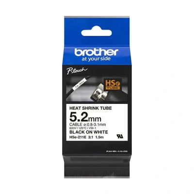 Imagen de Brother Pro Tape HSe 211E Tubo termorretráctil (5,2 mm de Ancho, 1,5 m Largo)