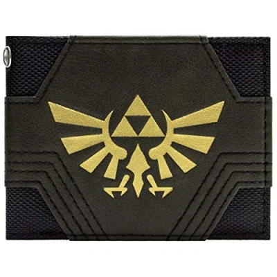 Imagen de Legend of Zelda Textured Golden Triforce Billetera/Cartera Bi Fold Tarjetero ID &amp; Tarjetero, Negro