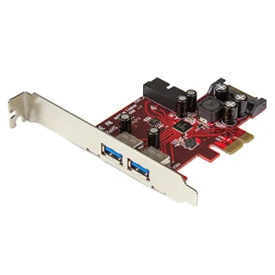 Imagen de StarTech.com Tarjeta PCI Express de 4 Puertos USB 3.0 (5Gbps) 2 Externos y Internos con Alimentación SATA Soporte para UASP Conectores IDC Tipo Placa Base (PEXUSB3S2EI)