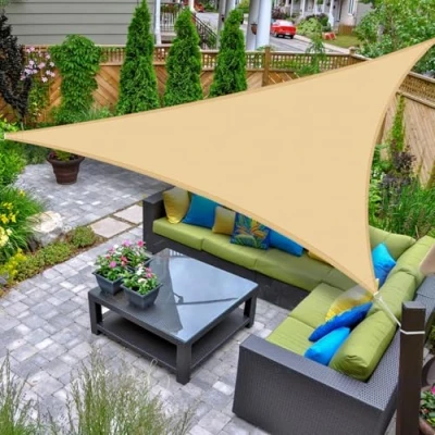 Imagen de AXT SHADE Toldo Vela de Sombra Impermeable Triangular 3x3x3m Protección Rayos UV para Exterior Terraza Patio Jardín Arena